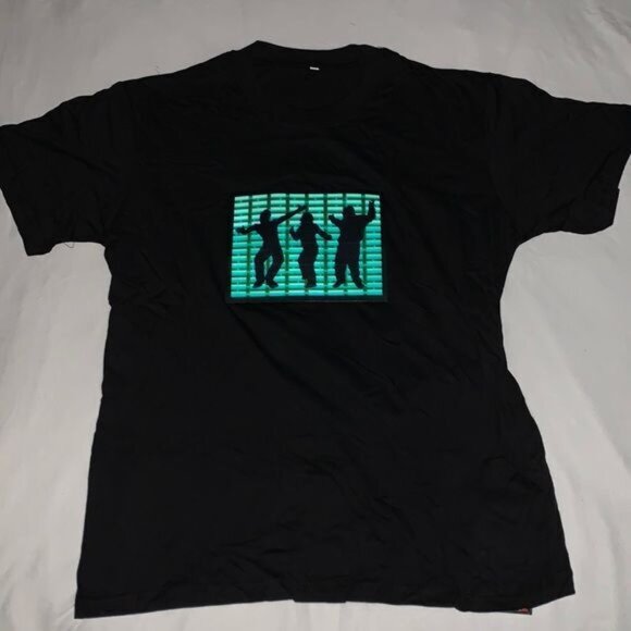 EL Flashing Mens Sound Activated LED Light Up Party EQ Music Festival T-Shirt M - Picture 1 of 10